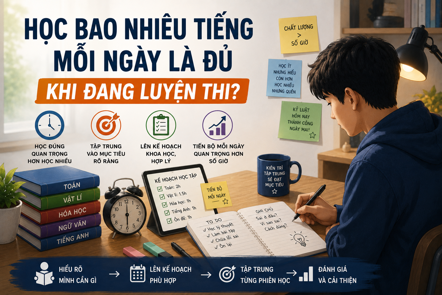 Học bao nhiêu tiếng mỗi ngày là đủ khi đang luyện thi?