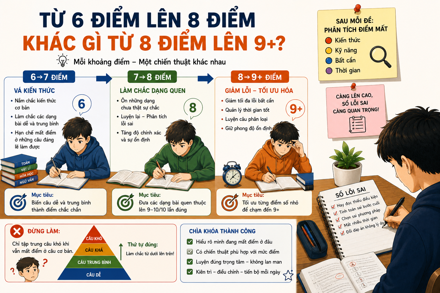 Từ 6 điểm lên 8 điểm khác gì từ 8 điểm lên 9+?