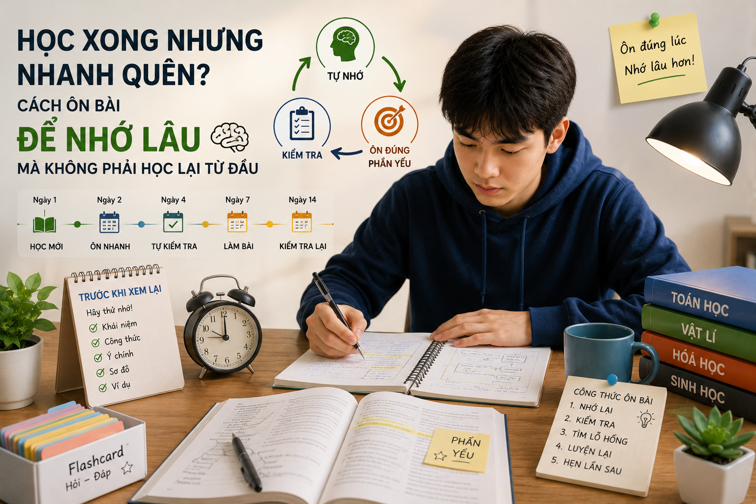 Học xong nhưng nhanh quên? Cách ôn bài để nhớ lâu mà không phải học lại từ đầu