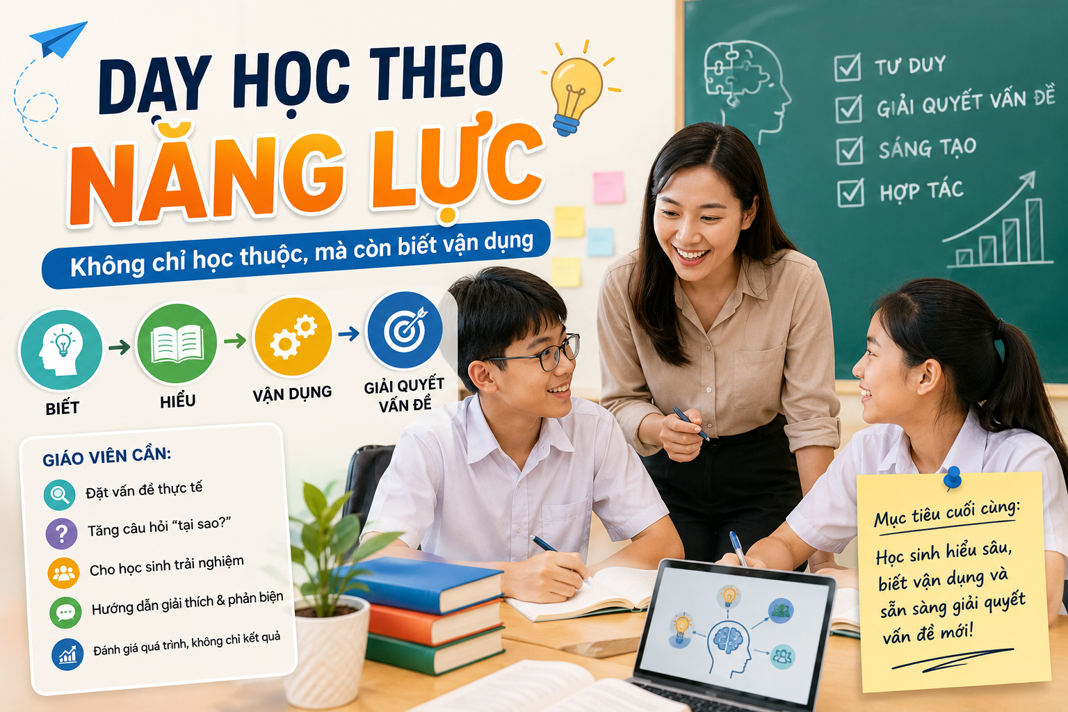 💡 Dạy học theo năng lực: Làm thế nào để học sinh không chỉ học thuộc mà còn biết vận dụng?