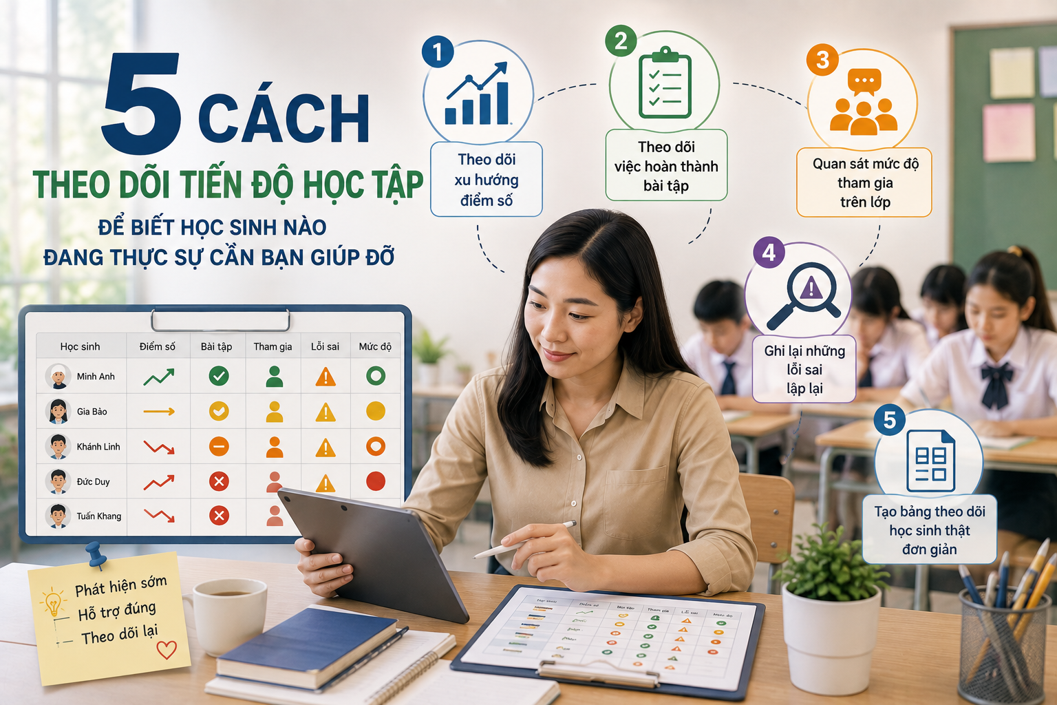 📊 5 cách theo dõi tiến độ học tập để biết học sinh nào đang thực sự cần bạn giúp đỡ